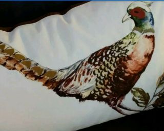 RARE Pottery Barn Pheasant Embroidered Lumbar Pillow Cover FALL AUTUMN 2