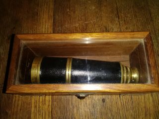 16 " Nautical Vintage Maritime Spyglass Pirate Brass Telescope Black Leather