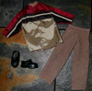 Barbie Doll Clothes - Vintage Ken Brown Pants,  Long Sleeved Shirt,  Shoes