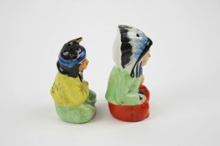 Vintage Antique Made in Japan Salt and Pepper Shaker Set Indian Chief & Squaw 2