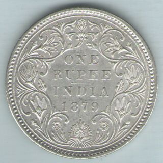 British India 1879 Victoria Empress One Rupee Silver Rare Coin