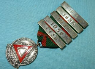 Antique Sterling Silver Safe Driving Medal,  5 Bars To 1939 - Automobile Car