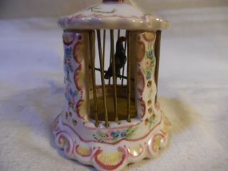 Vintage Bird Cage Ceramic And Metal Doll House Or Christmas Tree Ornament 2