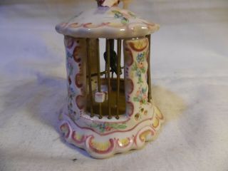 Vintage Bird Cage Ceramic And Metal Doll House Or Christmas Tree Ornament 3