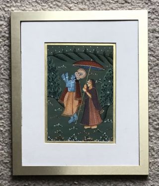 Vintage Indian Painting,  Acrylic On Paper,  Framed