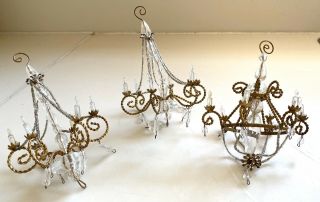 Antique French Style Miniature Doll House Chandelier - Set Of 3