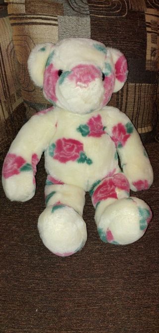 Vintage 1998 Mary Meyer Teddy Bear Plush With Pink Roses 18 " C1
