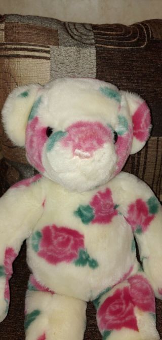 Vintage 1998 Mary Meyer Teddy Bear Plush with Pink Roses 18 