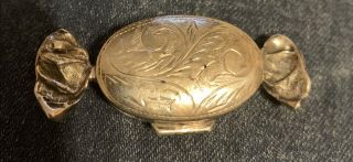 Vintage Oval Hinged Sterling Silver Pill/snuff Box Marked 925