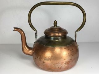 Lovely Vintage Antique Two (2) Tone Copper Teapot W/ Handle -