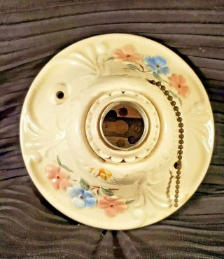 Ivory Chic Vintage Porcelain Ceramic Light Fixture Pastel Flowers