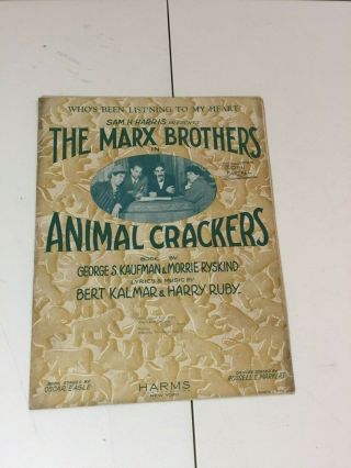 Vintage Rare Marx Brothers Animal Crackers Sheet Music 1928