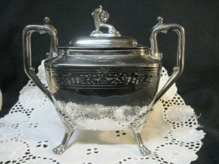 Antique Reed & Barton Silverplate Sugar Bowl 240f,  Design Pat.  Jan12 1869 " Look "