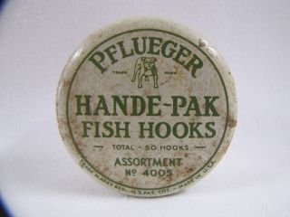 Vintage Fishing Hooks In Tin Pflueger Hande - Pak Fish Hooks Assortment No 4005