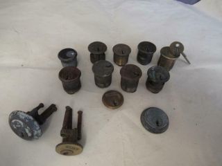 Antique 11 Door Lock Cylinders - For Mortise Latches 9 Ks