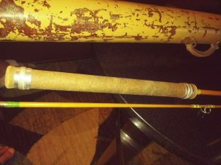 Vintage Bamboo Cork Rod 6 Foot Fishing Pole W/ Turner Bros.  Caddy Case