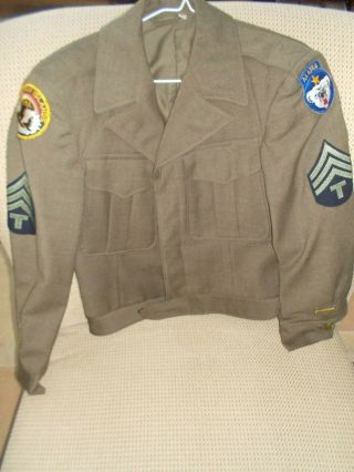 Ww Ii U.  S.  Army Engineer Uniform Ike Jacket W/ Rare Patches Sewn On