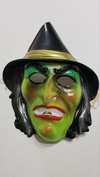 Rare Vintage Witch Ben Cooper Halloween Mask W/ Tag Wicked Witch Of The West