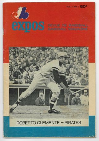 Ultra Rare Roberto Clemente On Cover 1972 Baseball Revue Scorebook Pirates Expos