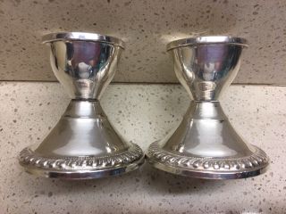 Vintage Crosby Sterling Silver Candle Stick Holders Weighted 2” Base 2 3/4” Tall