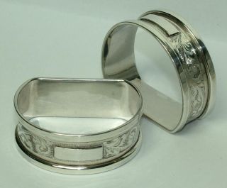" D " Shaped Engraved Sterling Silver Napkin Ring Hm 1936 Henry Griffith