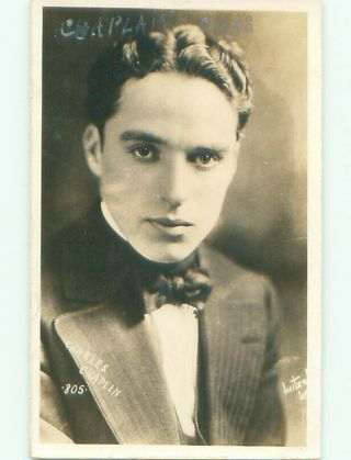 Rppc Pre - 1929 Very Rare Early View Charlie Chaplin With No Mustache Ac8334
