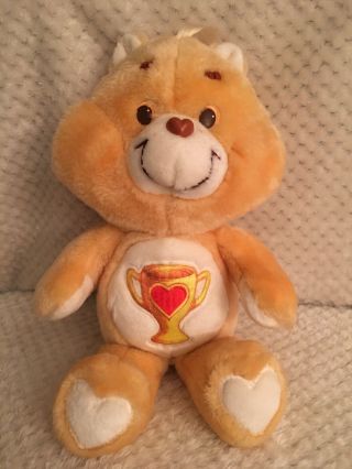 Vintage 1985 Care Bears Champ Bear 13 Inch Plush Stuffed Animal Toy Kenner