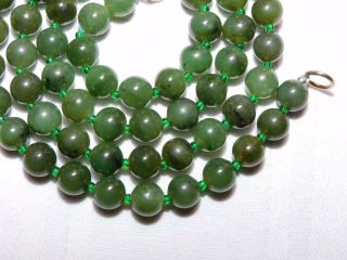 6mm 22 Inch Natural Chinese Spinach Green Jade Bead Necklace OLD ESTATE ITEM NR 2