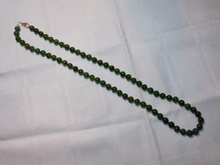 6mm 22 Inch Natural Chinese Spinach Green Jade Bead Necklace OLD ESTATE ITEM NR 3
