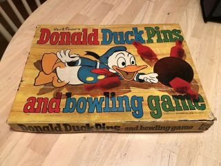 Rare 1955 Walt Disney Donald Duck Pins Bowling Game 1137 Vintage Antique Toy 50s