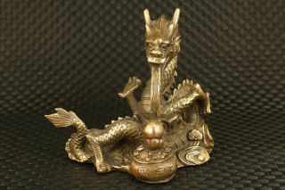 Big Chinese Old Bronze Hand Carved Dragon Statue Noble Table Decoration Gift