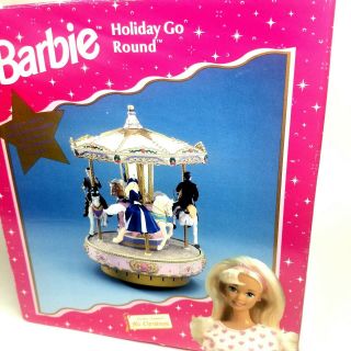 Mr Christmas Barbie Holiday Go Round Lighted Musical Carousel Vintage 1998