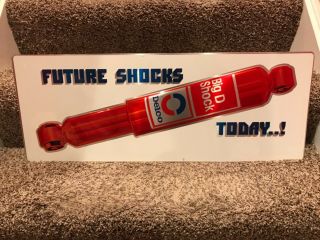 Rare 1963 Nos Vintage Ac Delco Big D Future Shocks Today 30 " Tin Embossed Sign