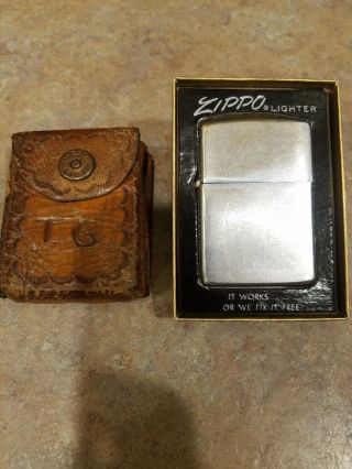 Vintage 1967 Zippo Lighter Pat - 2517191,  Vintage Leather Pouch Rare