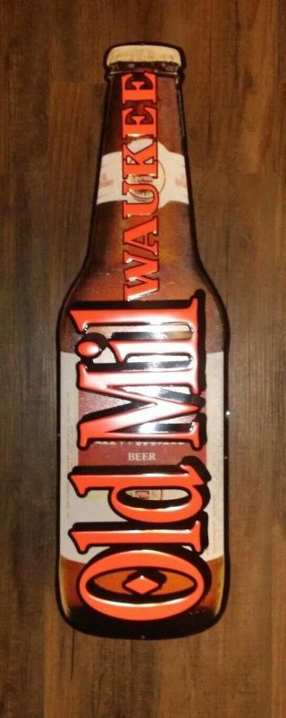 Rare Old Milwaukee Beer Bottle Wall Sign Advertisement 1992 Metal Tin Sign