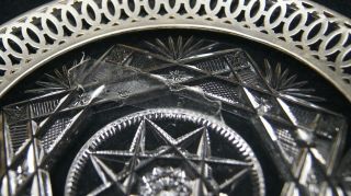 Vintage Watson Etched Crystal Sterling Silver Rim Plate 6 