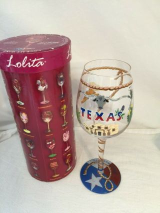Lolita Texas Wine Glass Retired Very Rare Hand Painted Love My Wine