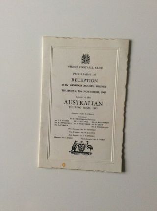 Rare Signed Menu Widnes V Australia 1963 Signed By 13 Legends At Windsor Rooms