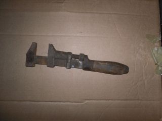 Antique Vintage Pipe Wrench W/wood Handle,  12 ",  Coes Wrench Co.  Worcester Ma
