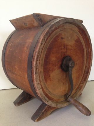 Rare Antique Wood Barrel Hand Crank Butter Churn No.  1 Improved