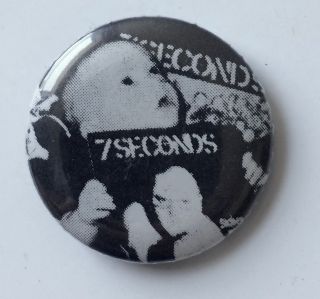 Rare Vintage 1980s 7 Seconds Pinback Button Pin Badge Hardcore Punk Seven Reno