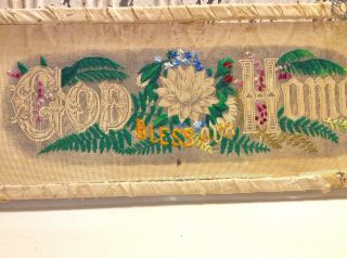 Antique Victorian Punch Paper Motto Sampler Pattern To Finish No Frame God Bless