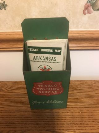 Rare Vintage Texaco Touring Service Station Map Holder 1930’s With 1940 Ar Map