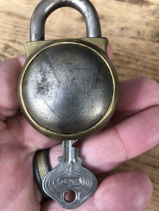 Rare Vintage Armor Brass Lock With Key Great 2