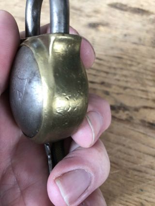 Rare Vintage Armor Brass Lock With Key Great 3