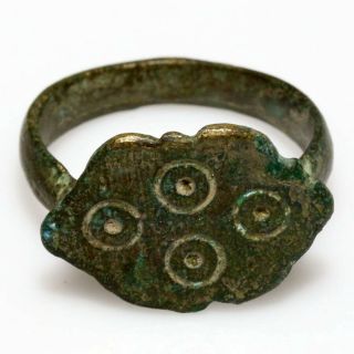 Intact Viking Bronze Evil Eye Shaped Ring Circa 793 - 1066 Ad
