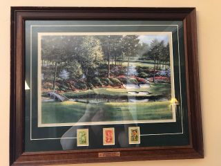 Vhtf Postal Commemorative Phillip Crowe Augusta’s 12th Print Rare Golf