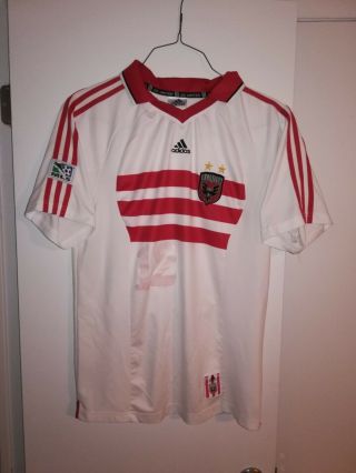 Rare Vintage Adidas White Red Mls Patch 2001 - 2002 Dc United Soccer Jersey 12