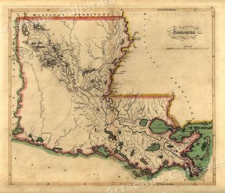 Louisiana 1814 Old Historic State Map - 20x24
