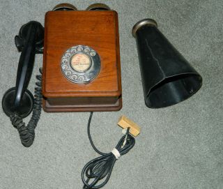 Vintage Antique Rotary Dial Wood Wall Telephone Model 41 Fhr 59  & Bonus